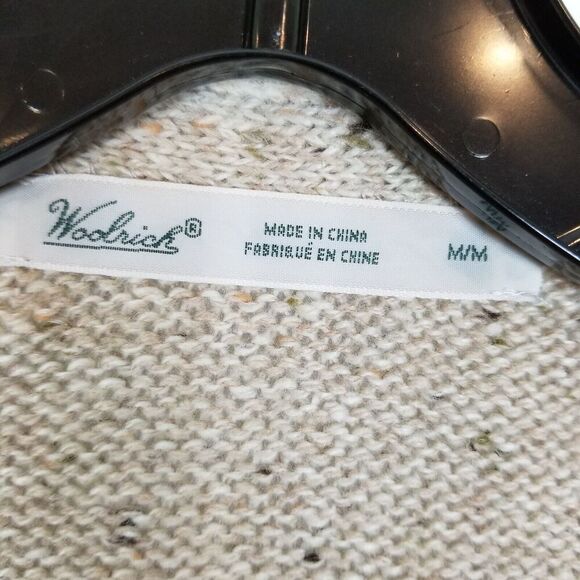 Woolrich Women Cardigan Stone Heather Wool Blend Full Zip Cardigan Sweater Sz M - Picture 6 of 7